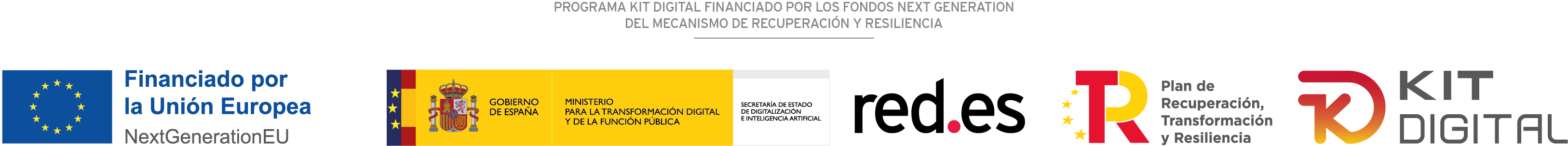 Logotipo Gobierno de España, red.es, Kit Digital, Plan de Recuperación, Transformación y Resiliencia